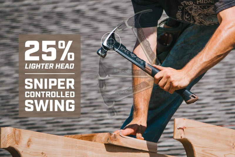 Spec-Ops Spec Ops Tools Nailing Hammer, 20 oz, Rip Claw, Smooth Face, Shock-Absorbing Grip, 3% Donated to Veterans - Image 3
